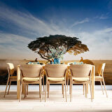 Gündoğumu Ağaç ve Fil Temalı Duvar Kağıdı Baskı