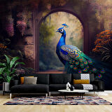 Tavus Kuşu Temalı Duvar Kağıdı Baskı