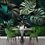 Botanik Yaprak Desenli Duvar Kağıdı Baskı