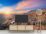 Günbatımı Dağ ve Gökyüzü Manzaralı Duvar Kağıdı Baskı