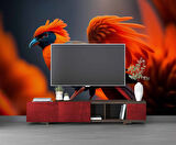 Kırmızı Kuş Temalı Duvar Kağıdı Baskı