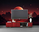 Kızıl Ay Manzaralı Duvar Kağıdı Baskı