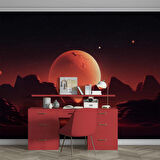 Kızıl Ay Manzaralı Duvar Kağıdı Baskı