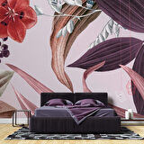 Mor Yaprak Desenli Duvar Kağıdı Baskı