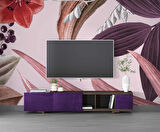 Mor Yaprak Desenli Duvar Kağıdı Baskı