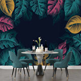 Renkli Yaprak Temalı Duvar Kağıdı Baskı