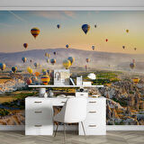 Kapadokya Renkli Sıcak Hava Manzaralı Duvar Kağıdı Baskı