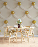 3 Boyutlu Kabartma Görünümlü Altın İnci Duvar Kağıdı Baskı