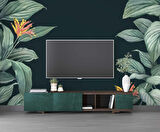 Yeşil Yaprak Görünümlü Duvar Kağıdı Baskı