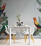Papağan ve Yeşil Yaprak Temalı Duvar Kağıdı Baskı