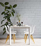 Beyaz Tuğla Zeminli Yaprak Temalı Duvar Kağıdı