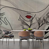 Kadın Suliyetli Kumaş Motif Temalı Duvar Kağıdı