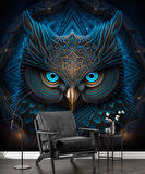 Mavi Baykuş Temalı Duvar Kağıtları