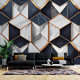 Siyah Beyaz 3 Boyutlu Mermer Temalı Duvar Kağıdı