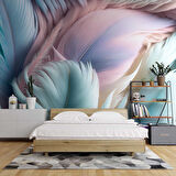 Soft Mavi Pembe Tüy Desenli Duvar Kağıdı Baskı