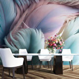 Soft Mavi Pembe Tüy Desenli Duvar Kağıdı Baskı