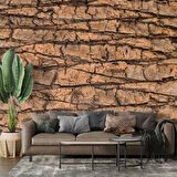 3 Boyutlu Ağaç Kabuğu Temalı Duvar Kağıdı Baskı