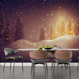 Gece Kar Manzaralı Duvar Kağıdı Baskı