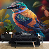 Renkli Kuş Temalı Duvar Kağıdı Baskı