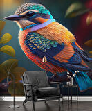 Renkli Kuş Temalı Duvar Kağıdı Baskı