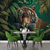 Kaplan ve Yaprak Temalı Duvar Kağıdı