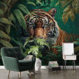 Kaplan ve Yaprak Temalı Duvar Kağıdı