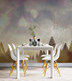 Çam Ağacı ve Kar Kristali Kış Manzaralı Duvar Kağıdı Baskı