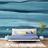 Mavi Sanatsal Tuval Temalı Duvar Kağıdı Baskı