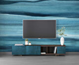 Mavi Sanatsal Tuval Temalı Duvar Kağıdı Baskı