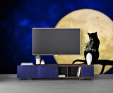 Kedi ve Ay Temalı Duvar Kağıdı Baskı