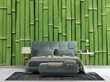 3 Boyutlu Yeşil Bambu Temalı Duvar Kağıdı