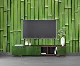 3 Boyutlu Yeşil Bambu Temalı Duvar Kağıdı