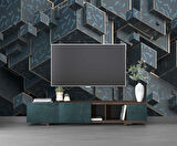 3 Boyutlu Yeşil Küp Temalı Duvar Kağıdı