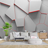 3 Boyutlu Geometrik Kabartma Görünümlü Duvar Kağıdı