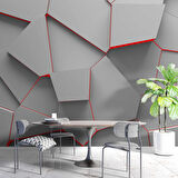 3 Boyutlu Geometrik Kabartma Görünümlü Duvar Kağıdı