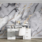 3 Boyutlu Siyah Beyaz Mermer Temalı Duvar Kağıdı