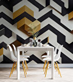 3 Boyutlu Siyah Beyaz Altın Temalı Duvar Kağıdı