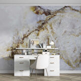 3 Boyutlu Beyaz Mermer Görünümlü Duvar Kağıdı