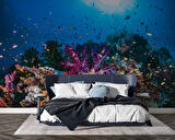 3 Boyutlu Akvaryum Görünümlü Duvar Kağıdı