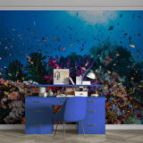 3 Boyutlu Akvaryum Görünümlü Duvar Kağıdı