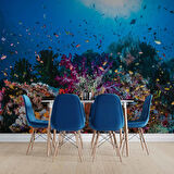 3 Boyutlu Akvaryum Görünümlü Duvar Kağıdı