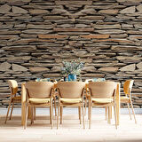 3 Boyutlu Kahverengi Kesme Taş Desenli Duvar Kağıdı