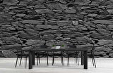 3 Boyutlu Siyah Kesme Taş Temalı Duvar Kağıdı