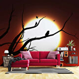 Kızıl Ay ve Ağaç Temalı Duvar Kağıdı