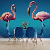 Pembe Flamingo Temalı Duvar Kağıdı