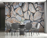 3 Boyutlu Kesme Taş Temalı Duvar Kağıdı