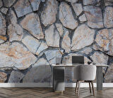 3 Boyutlu Kesme Taş Temalı Duvar Kağıdı