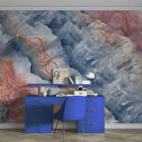 3 Boyutlu Renkli Mermer Görünümlü Duvar Kağıdı