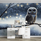 Kış ve Baykuş Manzaralı Duvar Kağıdı