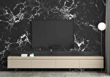 3 Boyutlu Siyah Mermer Desenli Duvar Kağıdı